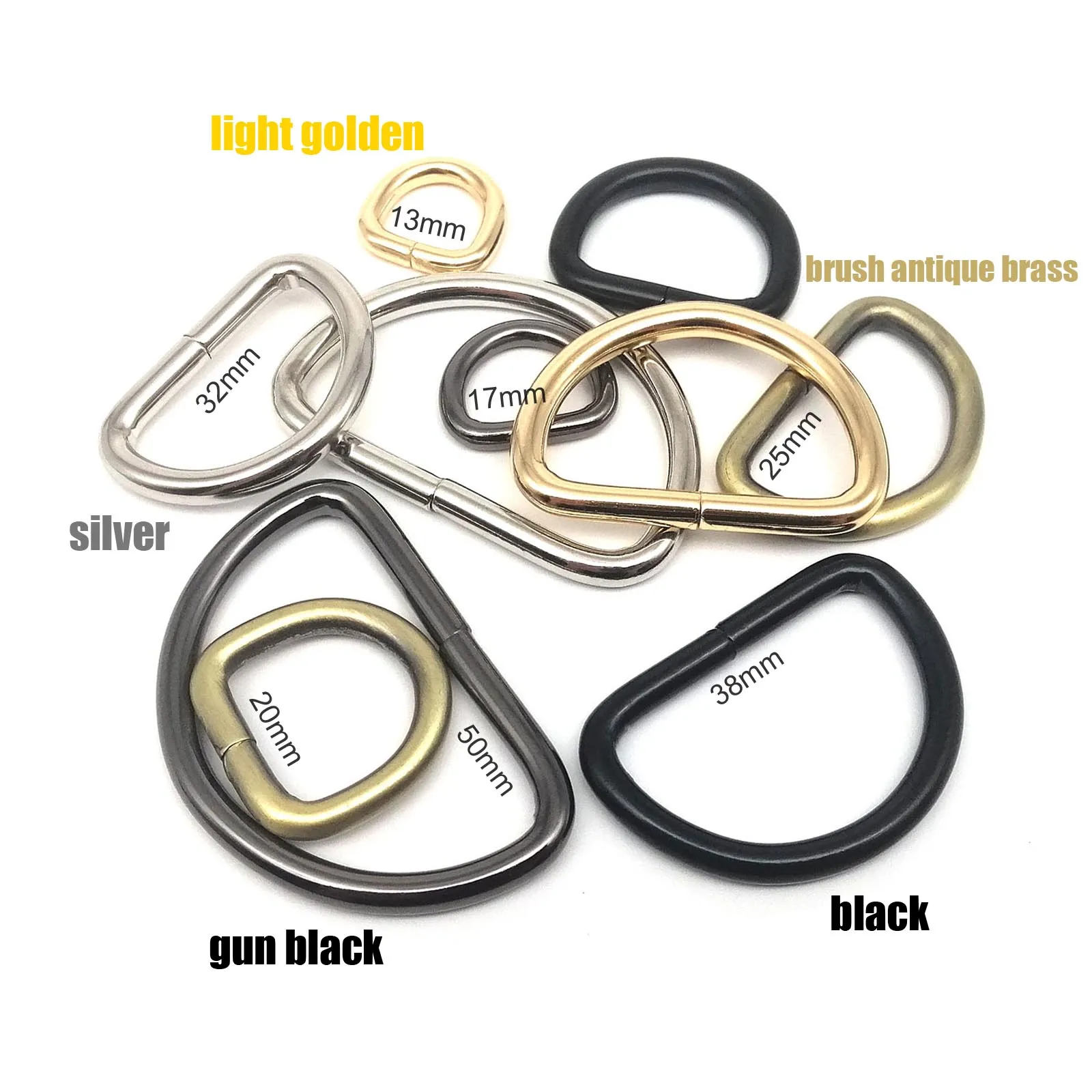 Brass D Ring Belt Loop Welded Strap Leather Bag Strap 16mm 