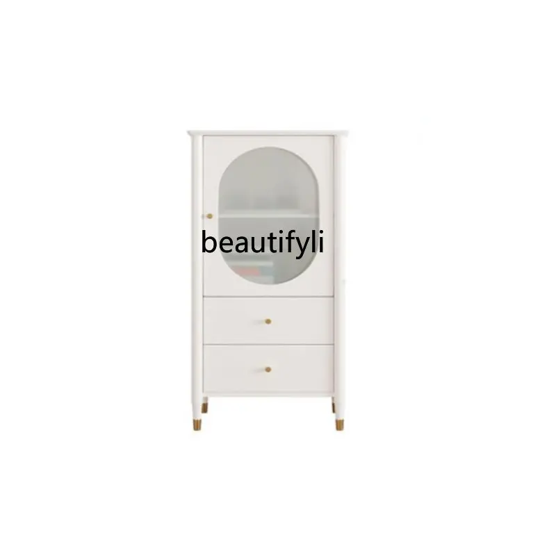 yj French Pure Solid Wood Wine Cabinet Modern Minimalist Ash Light Luxury Locker French Side Cabinet