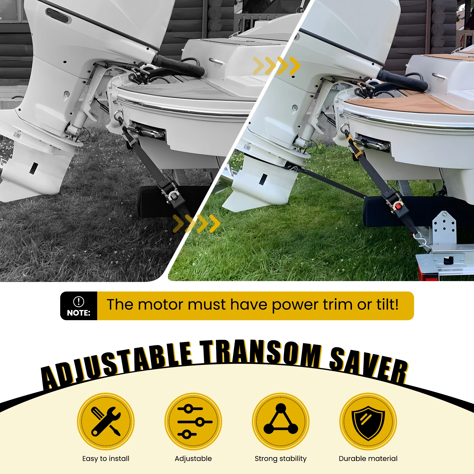 Boat Transom Saver Adjustable Shock Absorber Composite Heads Engines Rollers Trailer Brackets