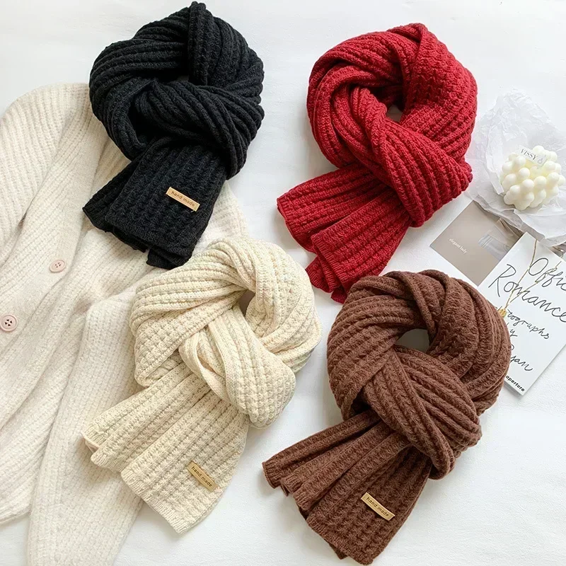 Women\'s Warm Winter Knitted Scarf Unisex Thick Chunky Scarves Hand Made Harajuku Style Autumn Shawl Wrap Neck Warmer Pashmina
