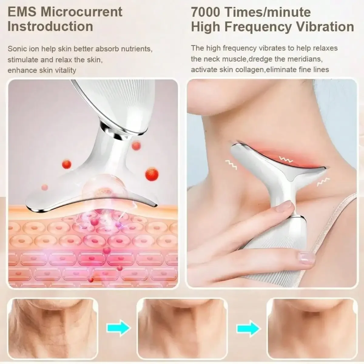 Neck And Face Beauty Device EMS Neck And Face Lifting Massager Skin Tightening Device LED Photon Therapy