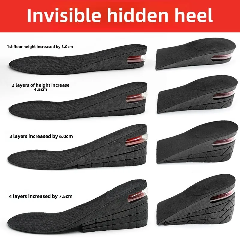 Height Increase Insole Sports Shock Absorption Invisible Air Cushion Height Increasing Pad Full Pad A-Half Layer Men Women