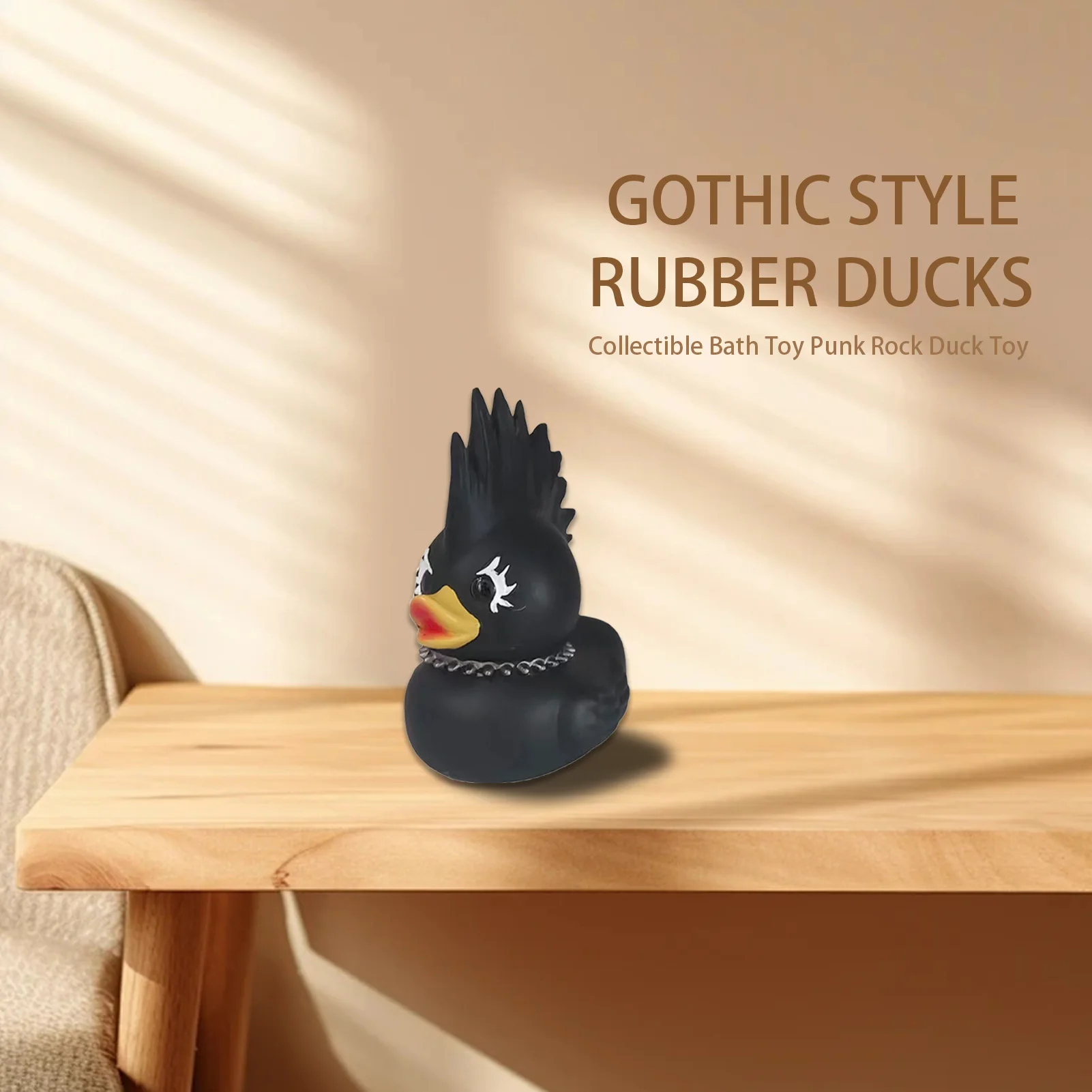 Cartoon Little Duck Car Decoration Gothic Style Unique Dark Rubber Ducks Ideal Gift for Your Loved One 5