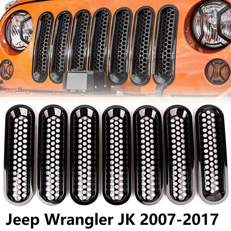 Сетчатые вставки для переднего гриля Зажимная решетка Jeep Wrangler JK JKU Unlimited Rubicon Sahara