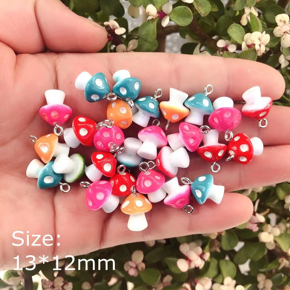 

20pcs/Pack Mushroom Resin Charms for Earring Key Chain Necklace Pendant Jewelry Findings Making