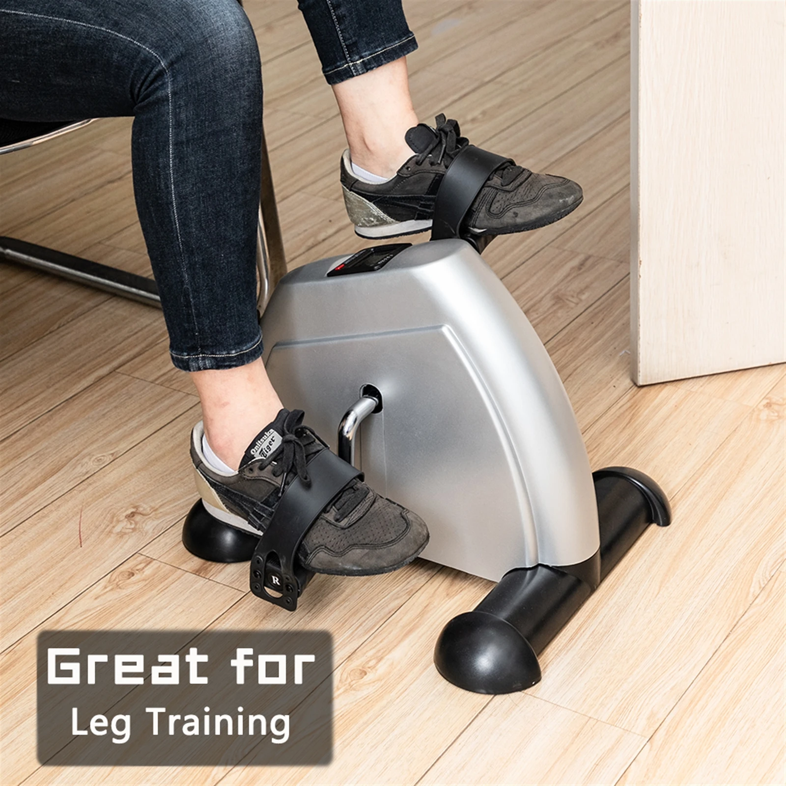 Mini Exercise Bike Static Bike Under Desk Pedal Exerciser Adjustable Magnetic Resistance Arm Leg Trainer LCD Display Home Gym