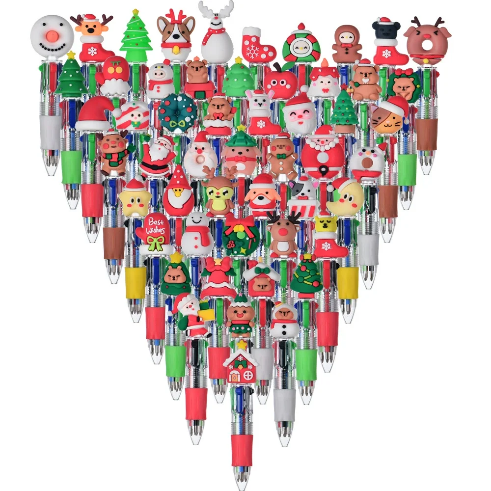 10Pcs/Lot Cute Christmas Cartoon 4 Color Ballpoint Pen Kawaii Mini Pocket Pen Christmas Gift Student School Office Stationery Sa5ebdab682f74a59aea4a59c5c64bc8dI