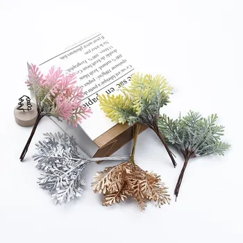 골든 실버 크리스마스 잎 인공 식물 웨딩 장식 꽃병 10 개, 홈 장식 Diy 선물 신부 정리