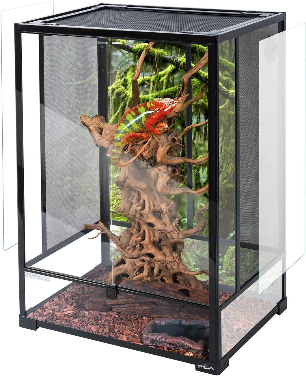 

REPTI ZOO 24" x 18" x 36" Reptile Tall Glass Terrarium Rainforest Habitat Double Hinge Door with Screen