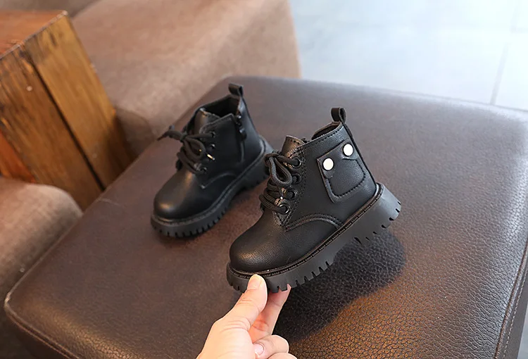 Children's Fashion Front Lace Up Soft Sole Anti Slip Warm Snow Boots Girls' Plush Casual Cotton Shoes