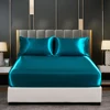 CARA CARLE Silk Satin Fitted Bed Sheet with Elastic Band Luxury Adjustable Mattress Cover for Single Couple Double Bed 1