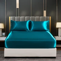 CARA CARLE Silk Satin Fitted Bed Sheet with Elastic Band Luxury Adjustable Mattress Cover for Single Couple Double Bed 1