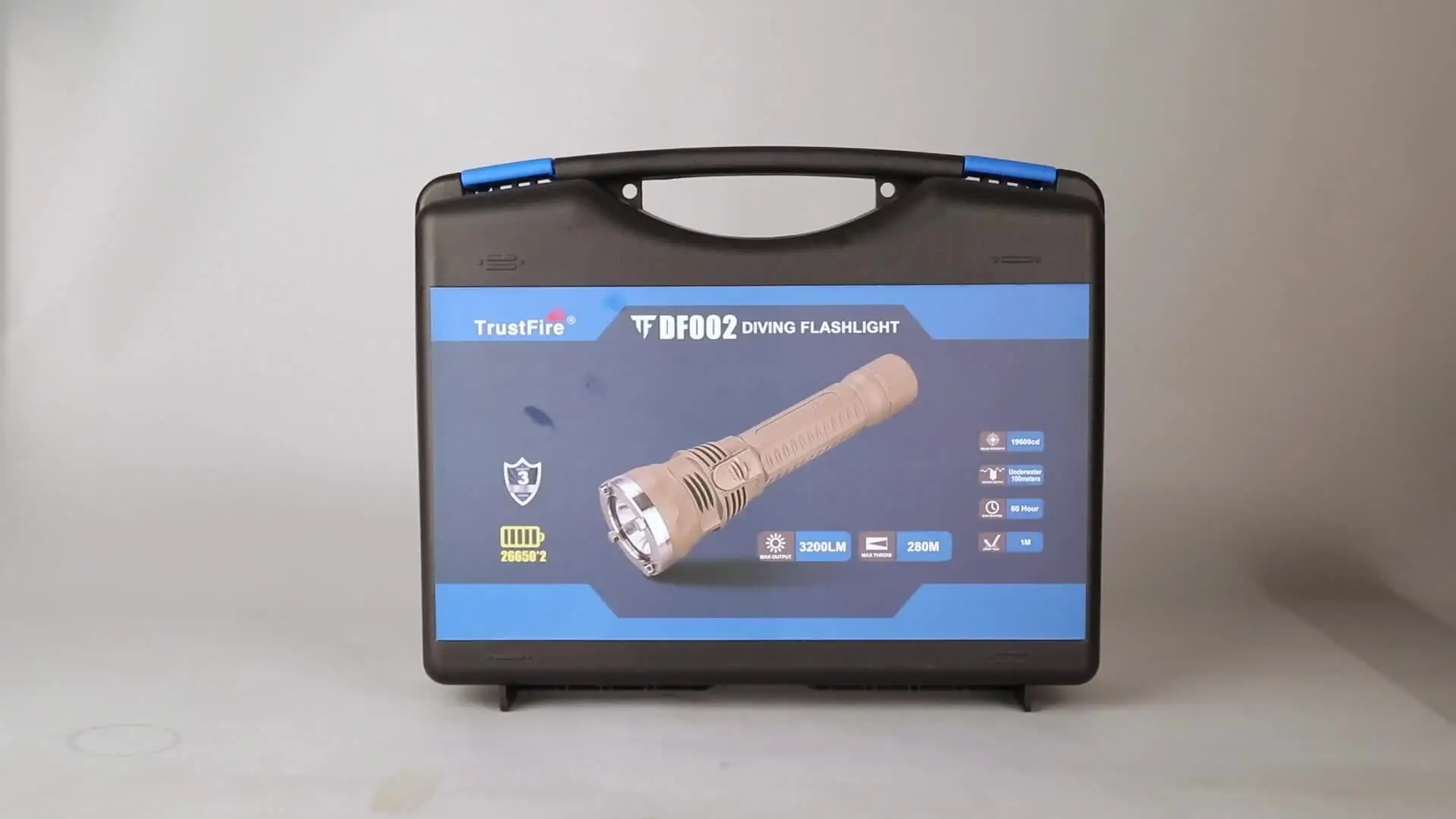 TrustFire DF002 Scuba Diving Light 3200 Lumen 26650 Battery Usb