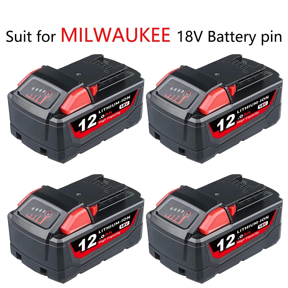 1/2/4P M18 12.0Ah 18V MAX Lithium-ion Battery Replace for Milwaukee 48-11-1810 48-11-1820 48-1100 Cordless Tools Battery pin - 1