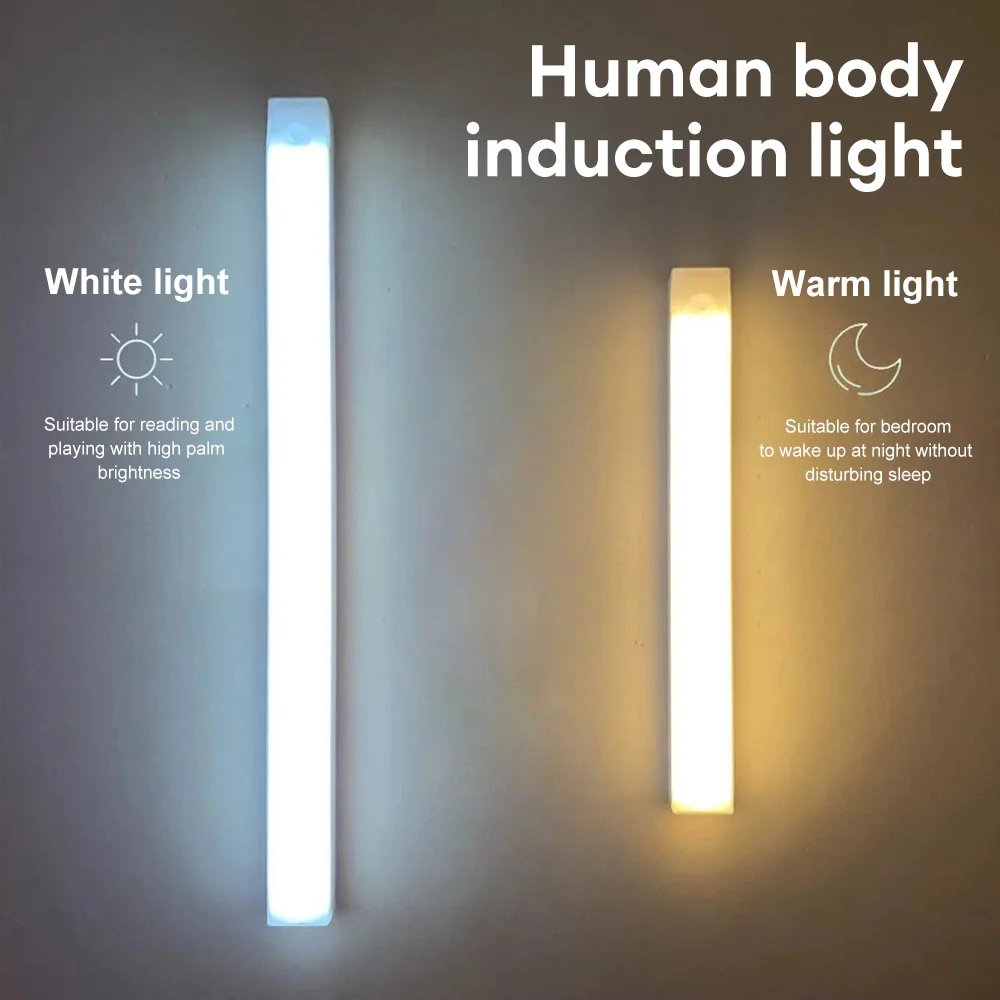 Wireless LED Motion Sensor Night Light USB Type C Rechargeable Cabinet Lamp for Closet Kitchen Bedroom Stair Wall Mounted Use Kitchen