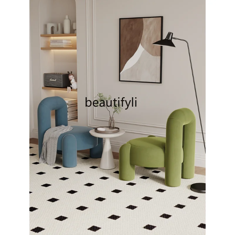

Cream Style Single-Seat Sofa Chair Balcony Cute Stool B & B Leisure Living Room Chair Home living room furniture lounge chair