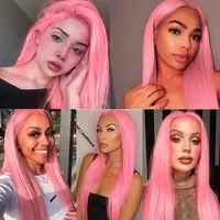 36 pouces os droit rose cheveux humains dentelle frontale perruque brésilienne 13x4 Transparent Hd dentelle avant perruque de cheveux humains 613 perruques colorées 5