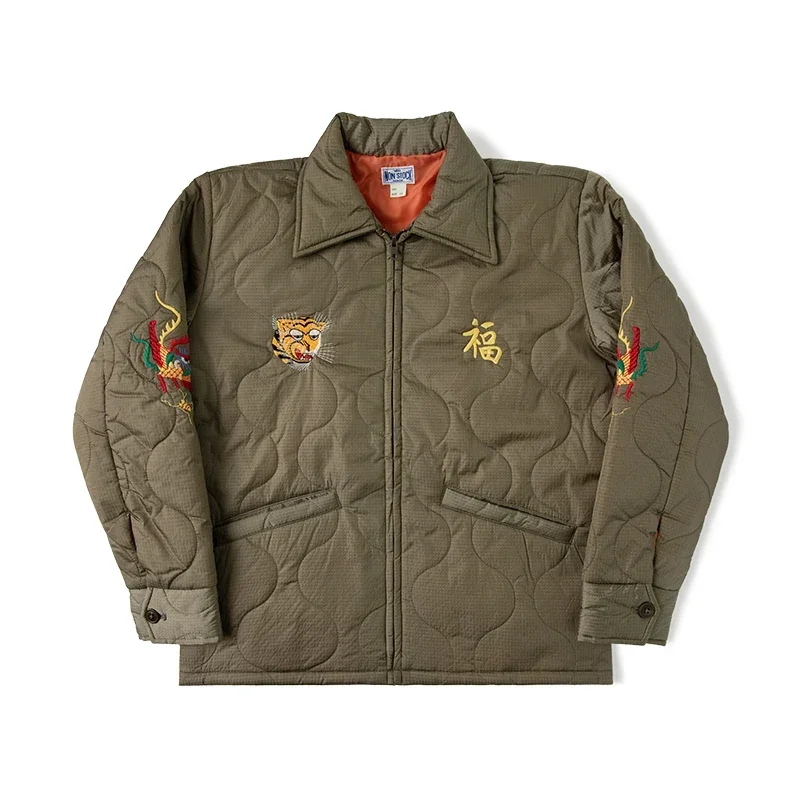 Non Stock Quilted Embroidery Jacket Military-Inspired Tour Jacket Unisex Outerwear Amekaji 2