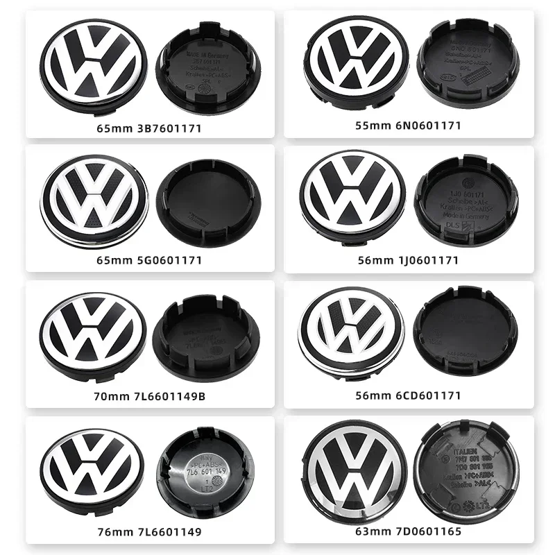 폭스바겐 VW 2025 핫 4개 세트 56/65/66mm 자동차 휠 센터 허브 캡 커버 교체 액세서리 (폭스바겐 VW R GTI 골프용)