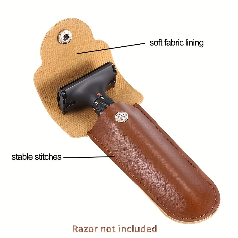 Razor Case Travel  Holder Manual Double Edge Safety Razors Container PU Leather Bag 6