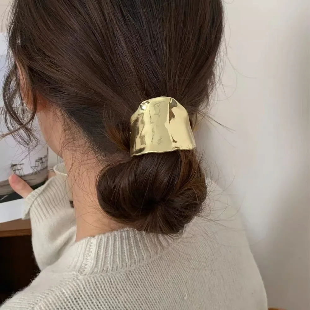 Retro Metall Unregelmäßiges Goldenes Haarband für Frauen Hochwertige Elegante Geometrische Elastische Handgemachte Haarschleife Modisches Mädchen-Haarschmuck – Detail 5