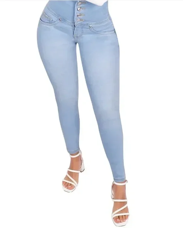 Fashion Thin Leg Elastic Jeans Women High Waist Skinny Denim Pants Oversize Trousers Shaping Butt Lift Jeans