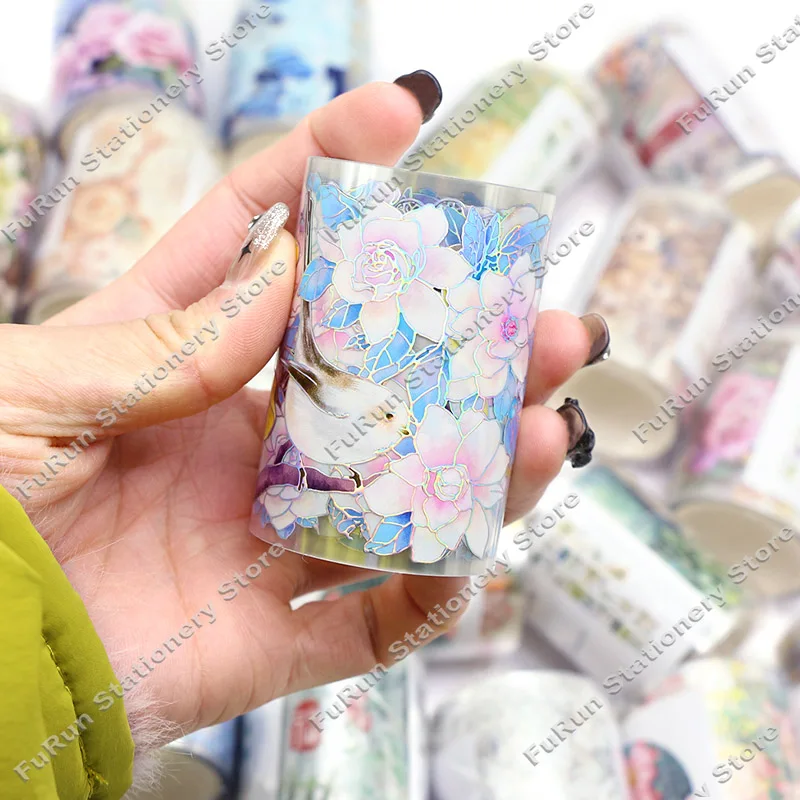 2m/롤 물고기 PET 테이프 연꽃 잉어 마스킹 Washi 테이프 풍경 스크랩북 콜라주 소재 미학 일본어 편지지