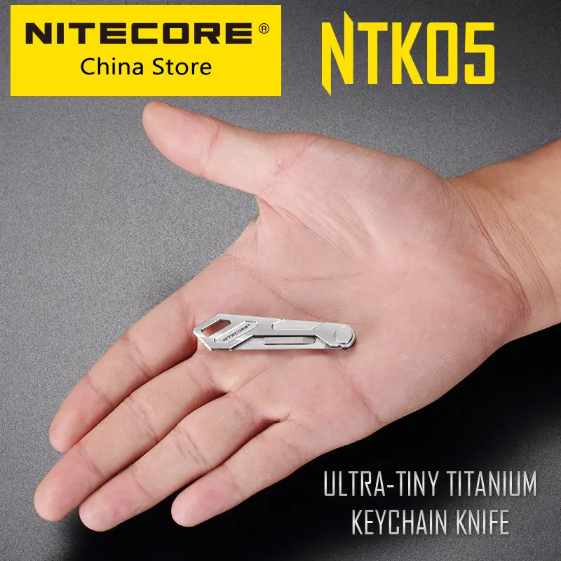 

Nitecore NTK05 TC4 Tiny Titanium Mini Keychain Knife Lightweight CNC Portable EDC Folding for Backpack Pendant Outdoor