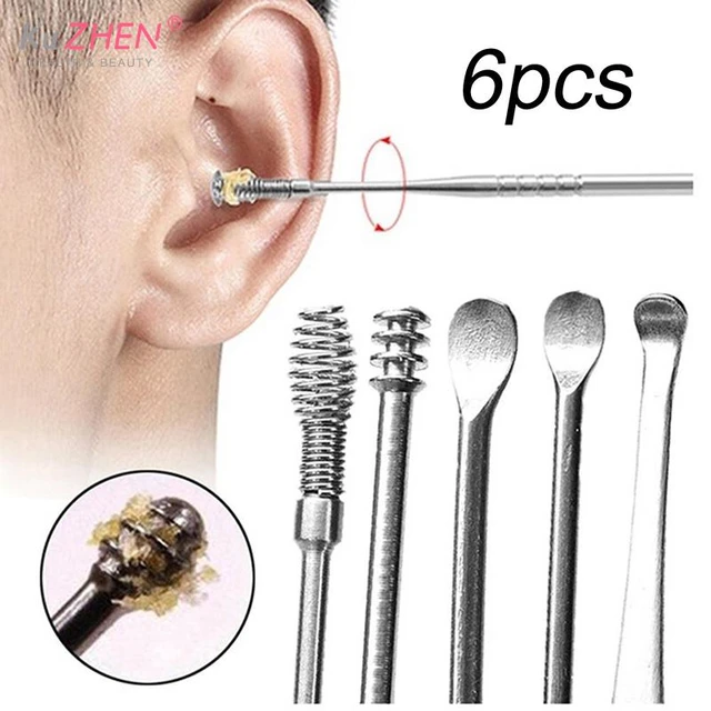 Outil de nettoyage d'oreilles - Outil Manuel de nettoyage d'oreille - Kit  de Nettoyeur Oreille 6 pièces - Nettoyant auriculaire Safe Effective pour