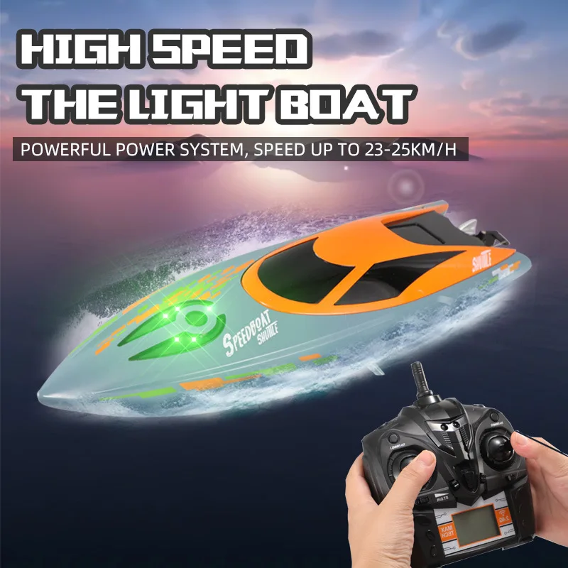 

2,4G H122 RC скоростной гоночный катер с светильник двойной крышкой водонепроницаемый анти-столкновения открытый Электрический катер подарки игрушки мальчик
