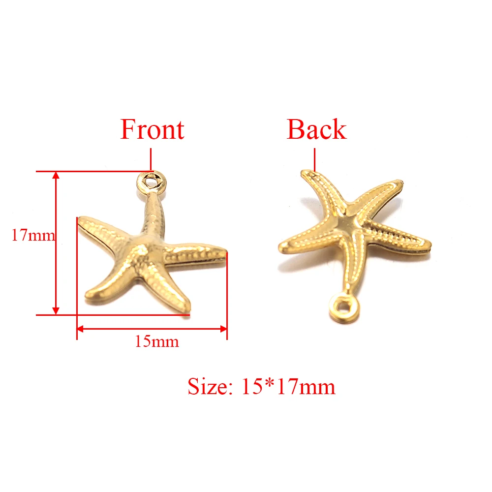 Stainless Steel Charms 20pcs Starfish Shell Pendant Necklace Findings Bracelet Accessories For DIY Jewelry Making Earrings