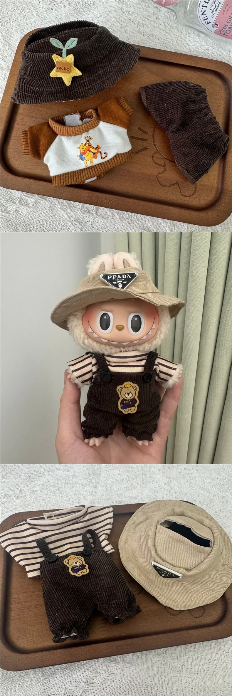 Labubu Clothing Teddy Overalls Bucket Hat 17