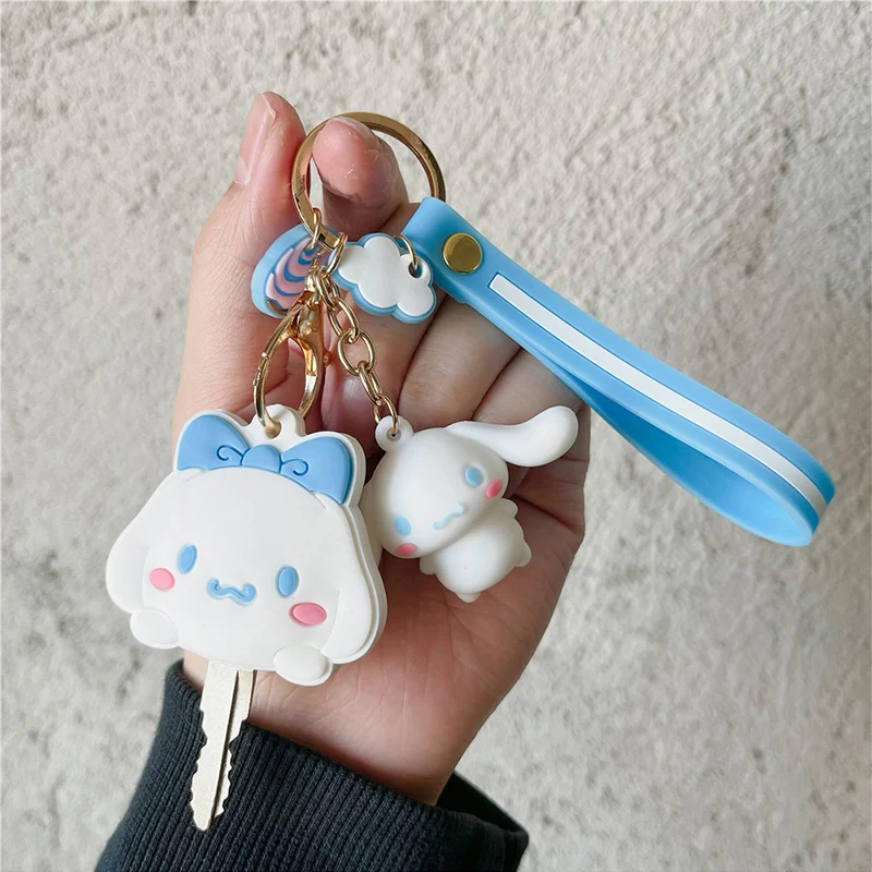 Sanrio Hello Kitty Keychain Silicone Cute Key Case KT Cat Pendant Cinnamoroll Kuromi Melody Access Control Card Case plush keychain key chain