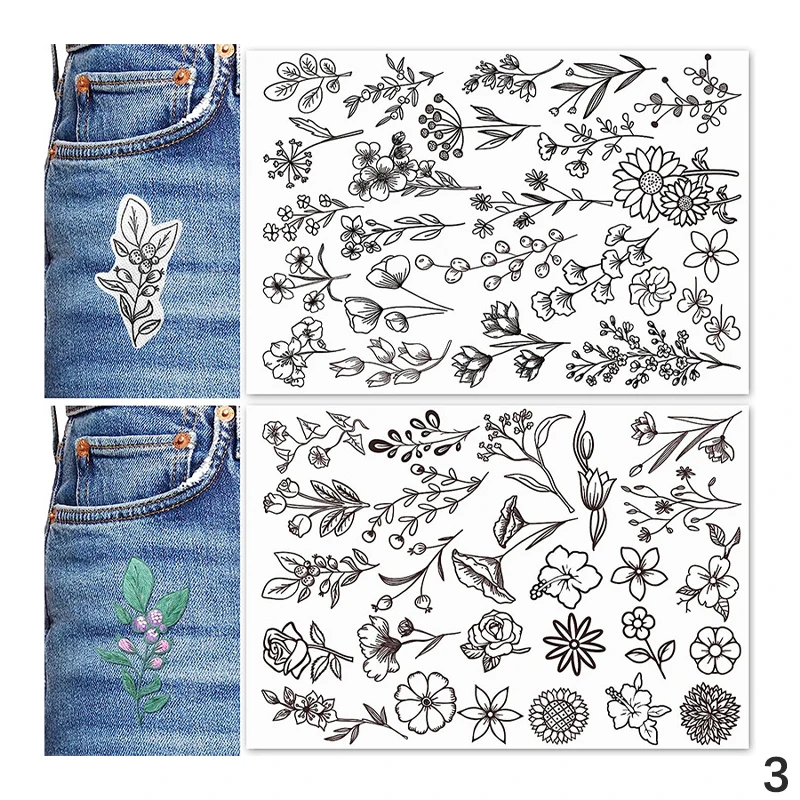 2sheets Printable Hand Embroidery Pattern Stick and Stitch Stabilizer  Transfer Patch Paper Trendy for Clothes - AliExpress