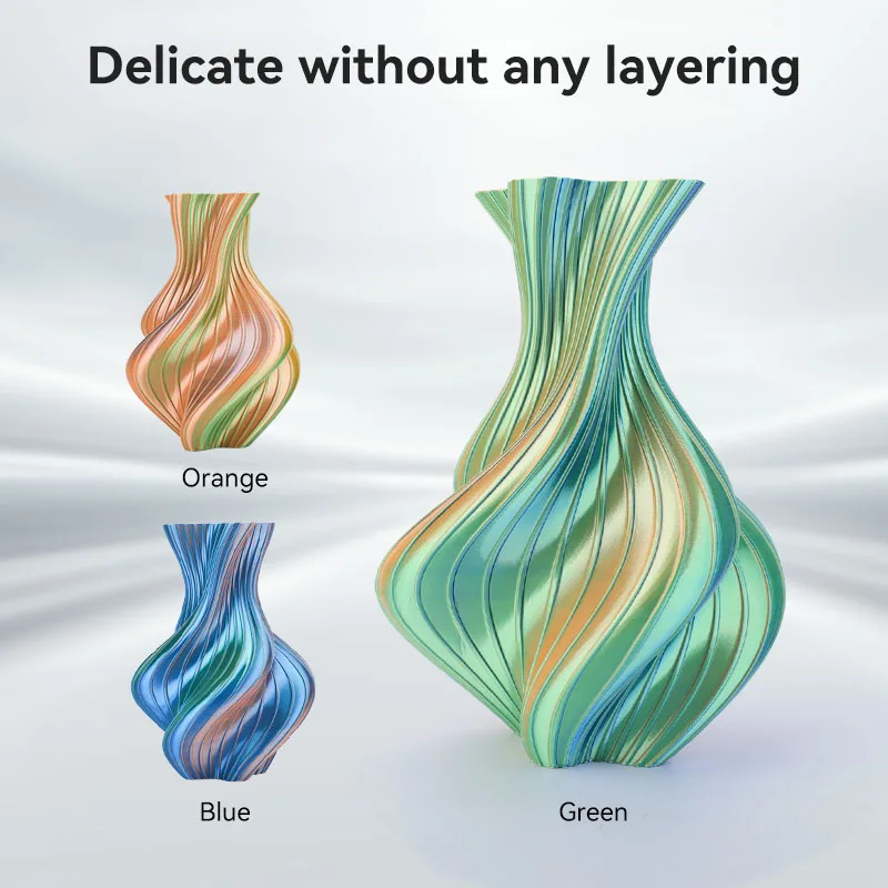 3DHOJOR 매직 실크 PLA 3D 필라멘트, 뱀부 랩 멀티컬러 필라멘트, 듀얼 컬러, 3 색 실크 PLA 3D 프린터 필라멘트, 1.75mm, 1kg