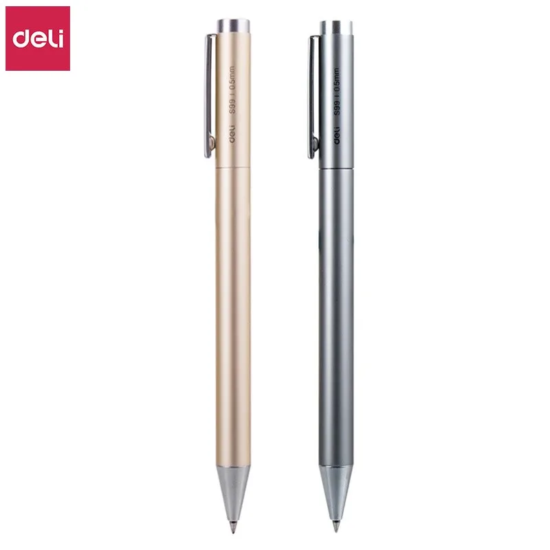 Deli Metal Sign Pen Gel Ink Pens Golden Silver Color Metallic Writing Pen Office Supplies 0.5mm gel pens
