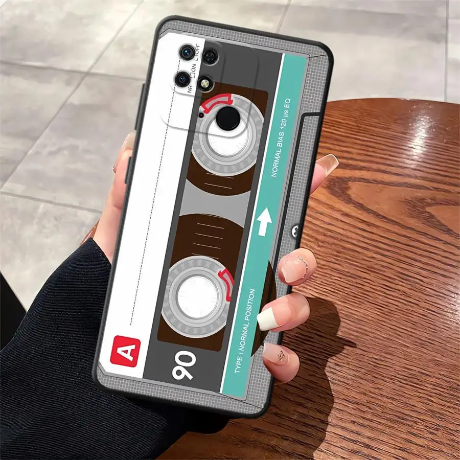 Black Soft Phone Cover with Retro Cassette Tape Design