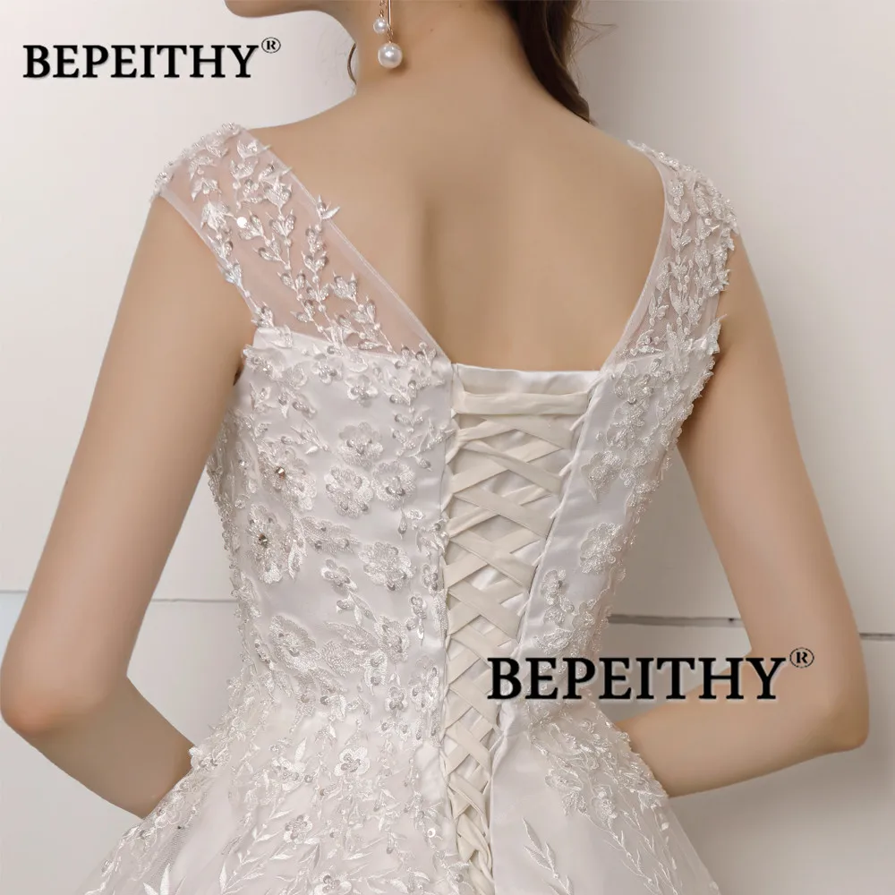 BEPEITHY Customized Lace Wedding Dress Court Train For Women Bride 2023 Sleeveless Princess Bridal Ball Gown Vestidos De Novias 6