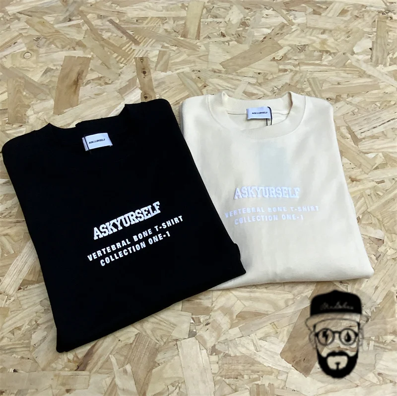 

Бесплатная доставка, новинка, тяжелая футболка из чистого хлопка ASKYURSELF с буквенным принтом, повседневный Свободный Топ tss для мужчин и женщин