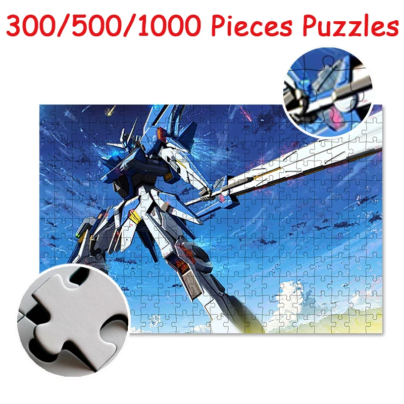 Jigsaw Puzzle Toys 300/500/1000PCS Wooden Jigsaw Gundam Fighters Japanese Anime Printing HD Gift Children Educational Toys Adult