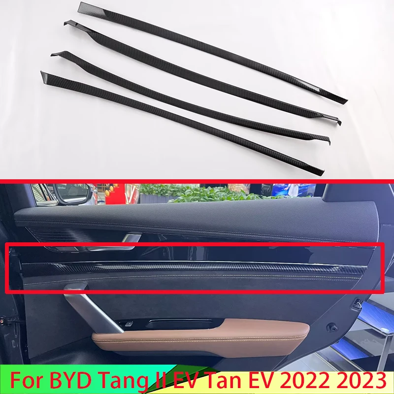 

For BYD Tang II EV Tan EV 2022 2023 Carbon Fiber Style Car Inside Door Garnish Body Trim Accent Molding Cover Bezel Styling