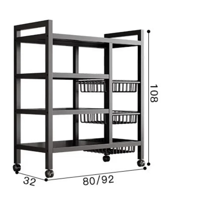 Kitchen Vegetable Basket Trolley Multifunctional Storage Rack Movable Rolling Cart for Fruit Microwave Oven Kitchen Organizer