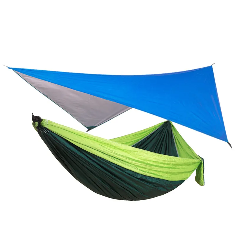 Camping Hammock Includes Mosquito Net, Rain Fly, Tree Straps, Perfect for Camping Lightweight Nylon Portable Single Hammock 