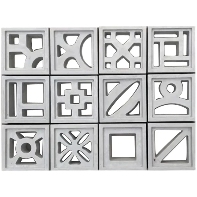 Plastic Hollow Brick Mold Decorative Cement Antique Window Flower Fence Garden Wall Grid Background Wall Brick Mould 20*20*6cm