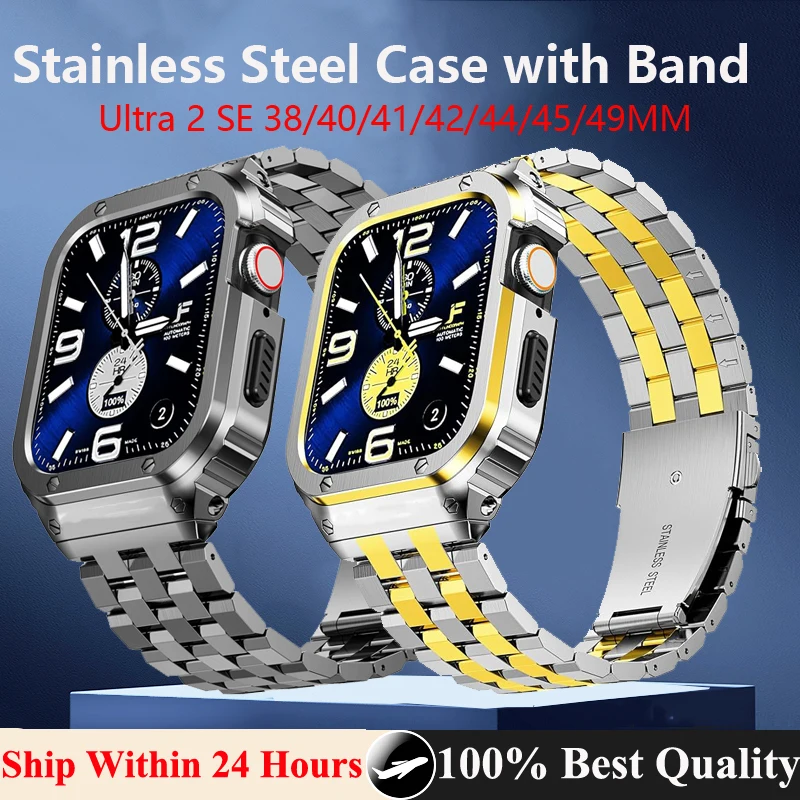 Premium Stainless Steel Case with Band and Rugged Metal Protector