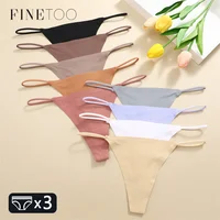 3PCS Women Seamless Thongs Sexy Low Waist Bikini Panties Female Traceless Underpants Ladies Solid Color T-back XS-XL 1