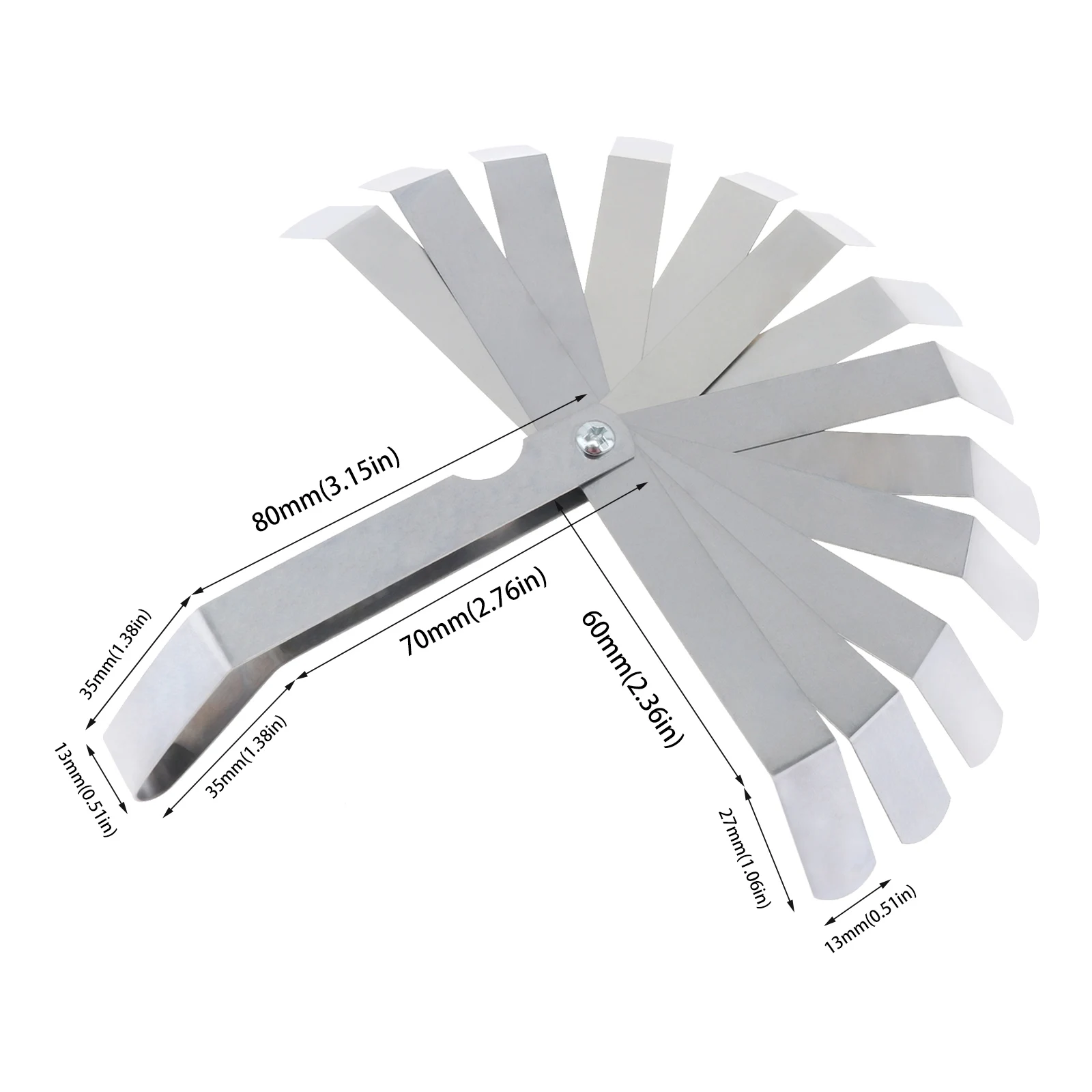 Gap Gage Feeler Gauge 0.127-0.508mm Metric Stainless Steel High Precision Monolithic Valve Plug Thickness Gauge Measuring Tool