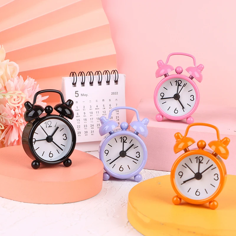 1:6 Dollhouse Miniature Clock Turnable Alarm Clock Model Bedroom Living Room Decor Kids Pretend Play Toy Doll House Accessories