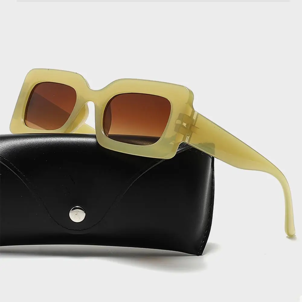 Retro Chunky Rectangle Square Sunglasses - Trendy Thick Frame - UV400 Unisex