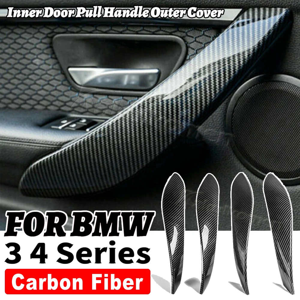 탄소 섬유 자동차 인테리어 내부 도어 팔걸이 핸들 커버 트림, BMW 3 4 시리즈 F30 F31 2013-2017 GT F34 2014-2017 F36 2015-17